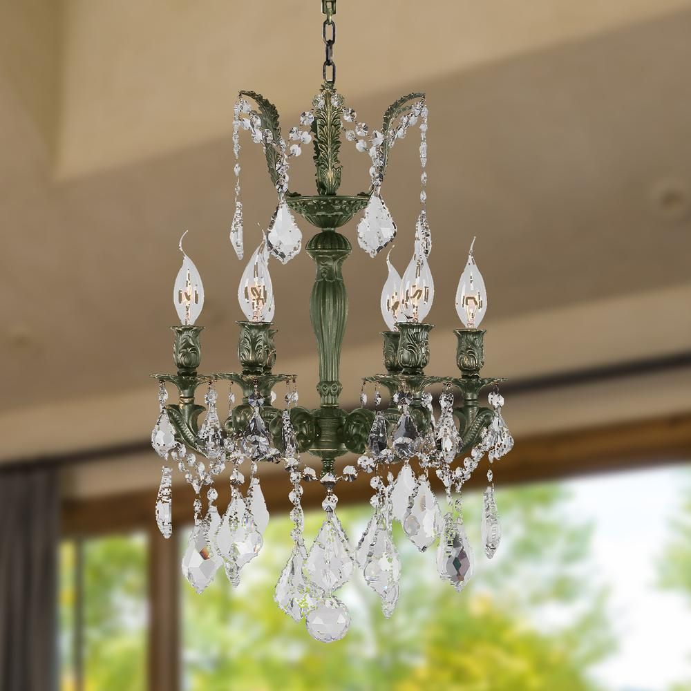 Versailles 6 Light Antique Bronze Finish And Clear Crystal Regarding Bronze And Scavo Glass Chandeliers (View 11 of 15)