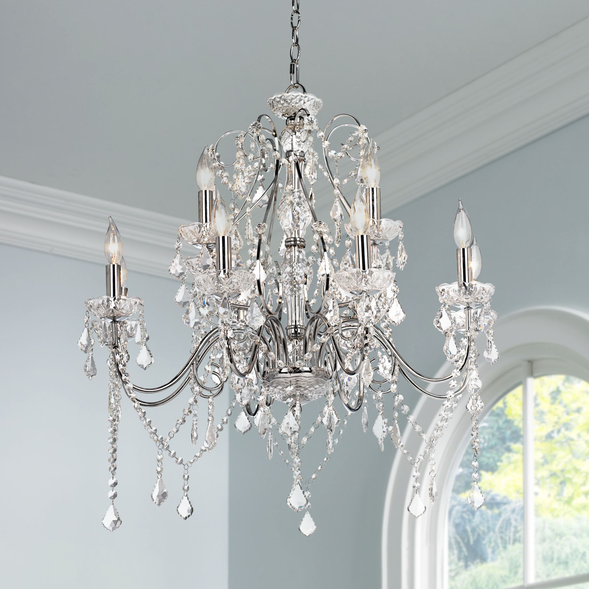 Vienna Full Spectrum Chrome Chandelier 30" Wide Crystal 12 For Chrome And Crystal Led Chandeliers (View 2 of 15)