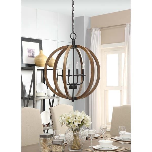Vineyard Distressed Mahogany And Bronze 4 Light Orb Intended For Mahogany Wood Chandeliers (View 5 of 15)
