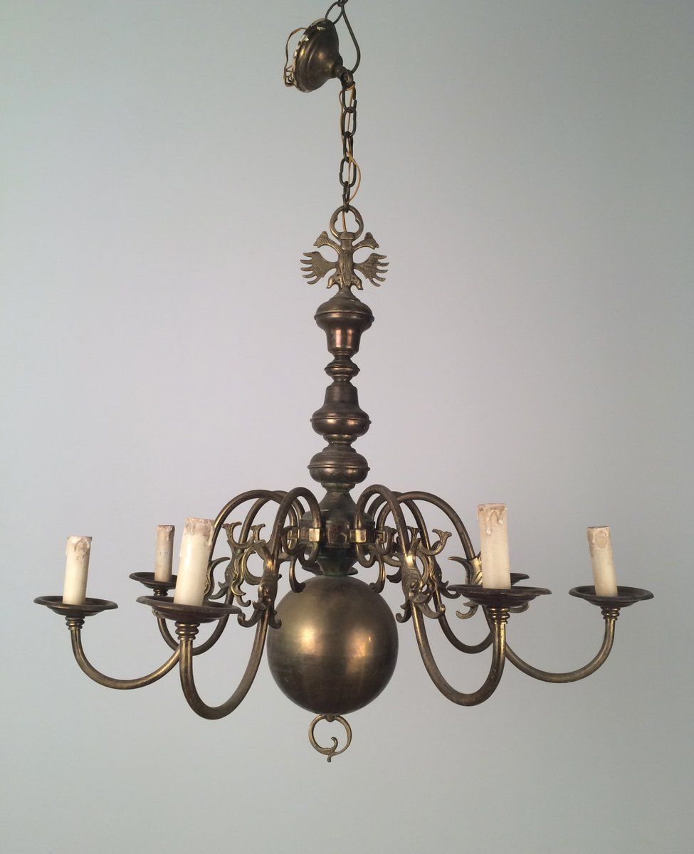 Vintage Bronze And Brass Chandelier, 1940S For Sale At Pamono For Bronze Metal Chandeliers (View 3 of 15)