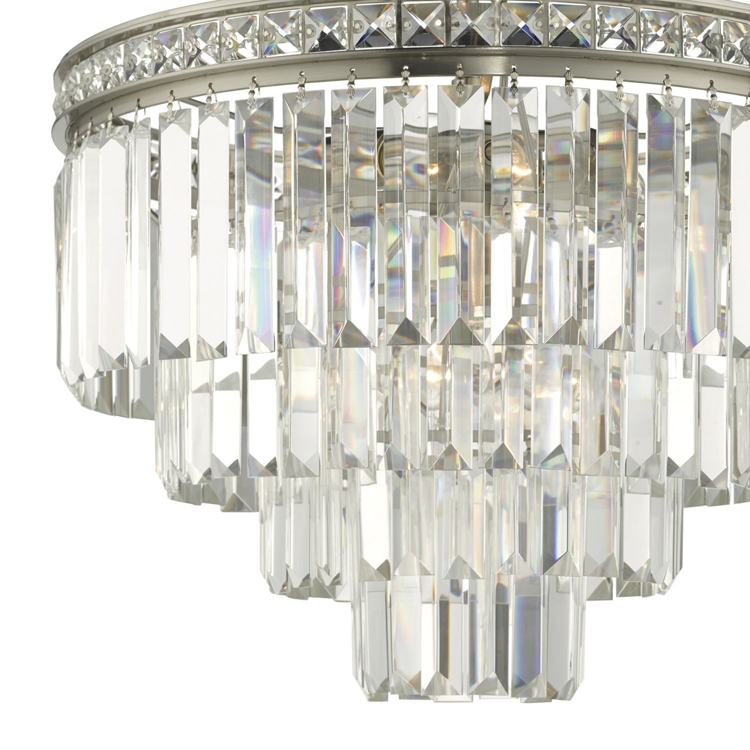 Vyana 4 Light 4 Tier Pendant Brushed Nickel And Crystal Intended For Brushed Nickel Crystal Pendant Lights (View 14 of 15)