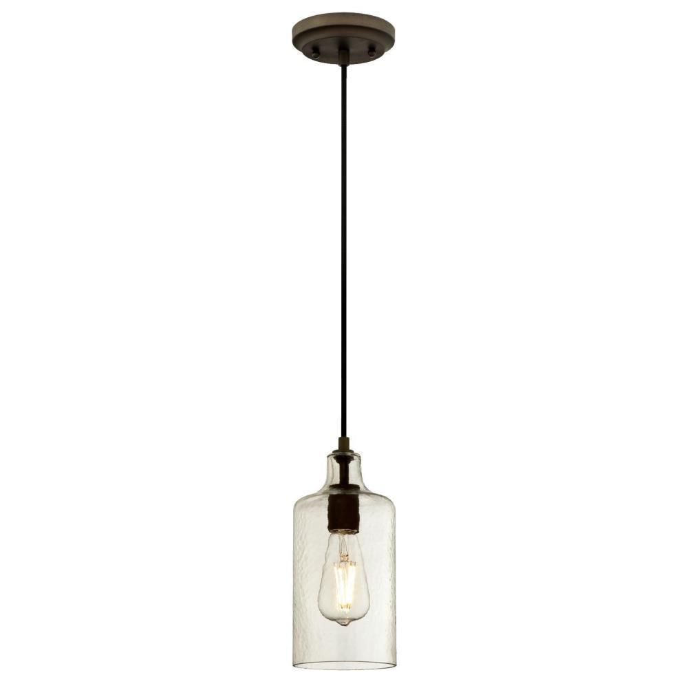 Westinghouse Carmen 1 Light Oil Rubbed Bronze Mini Pendant With Textured Glass And Oil Rubbed Bronze Metal Pendant Lights (View 1 of 15)