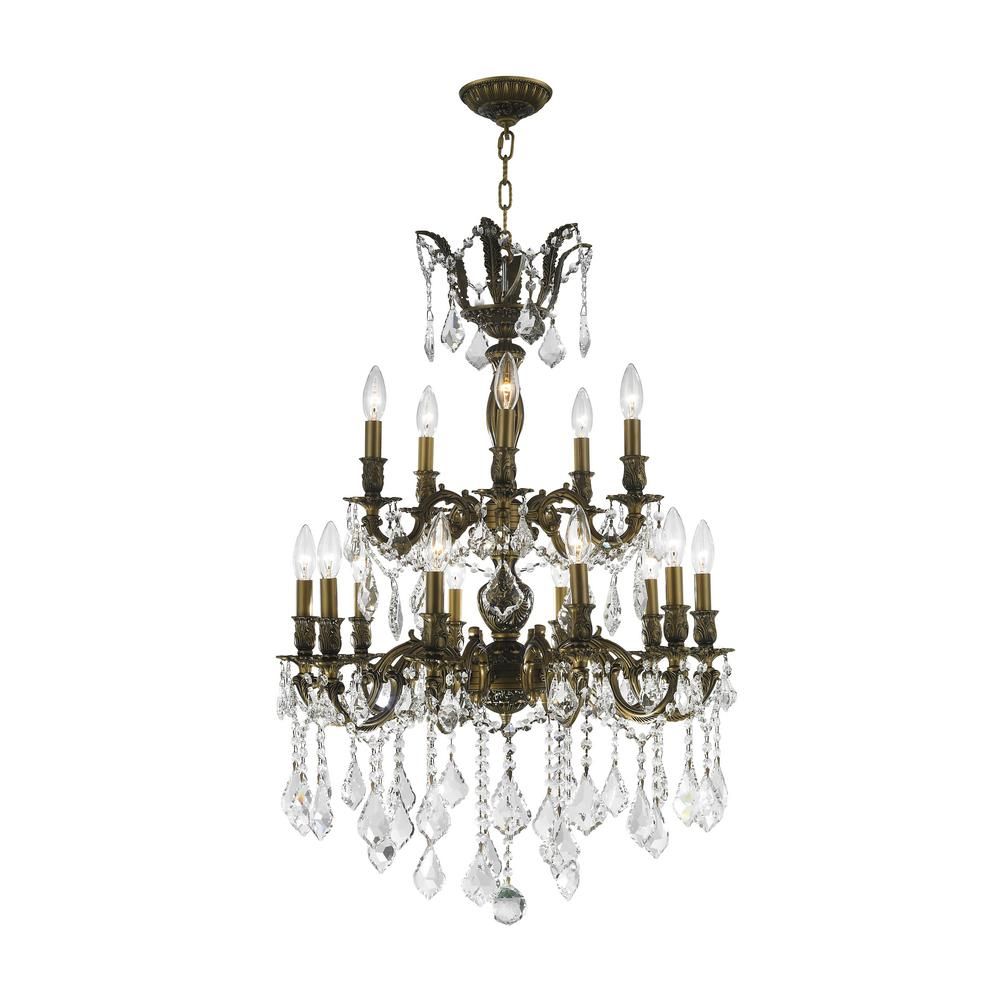 Worldwide Lighting Versailles Collection 15 Light Antique Intended For Bronze And Crystal Chandeliers (View 14 of 15)