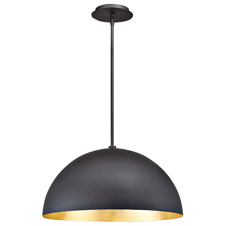Yolo 18"W Dark Bronze And Gold Leaf Led Pendant Light With Regard To Dark Bronze And Mosaic Gold Pendant Lights (View 9 of 15)