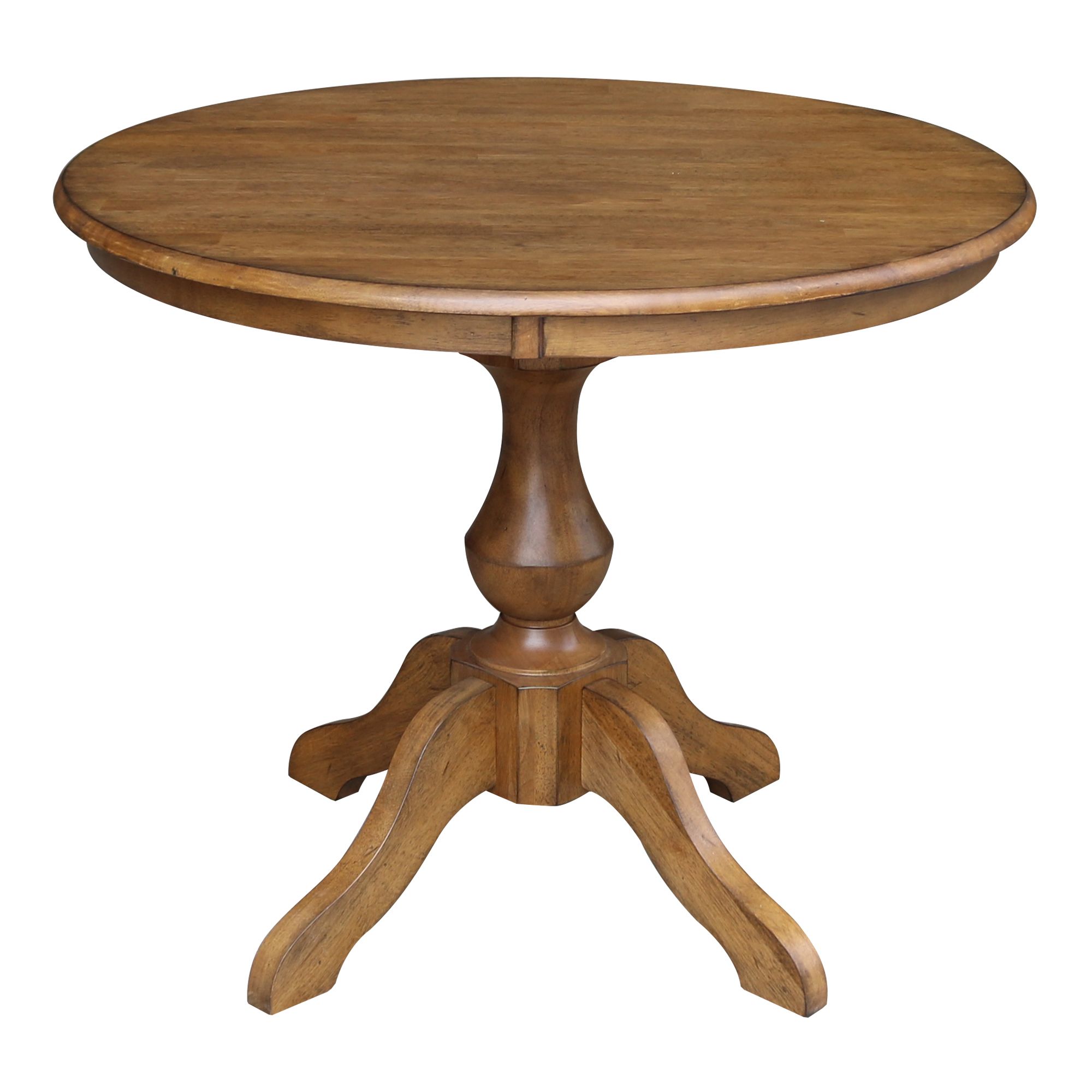 36" Round Pedestal Dining Table – Pecan – Walmart Throughout Most Recent Round Pedestal Dining Tables With One Leaf (View 2 of 15)