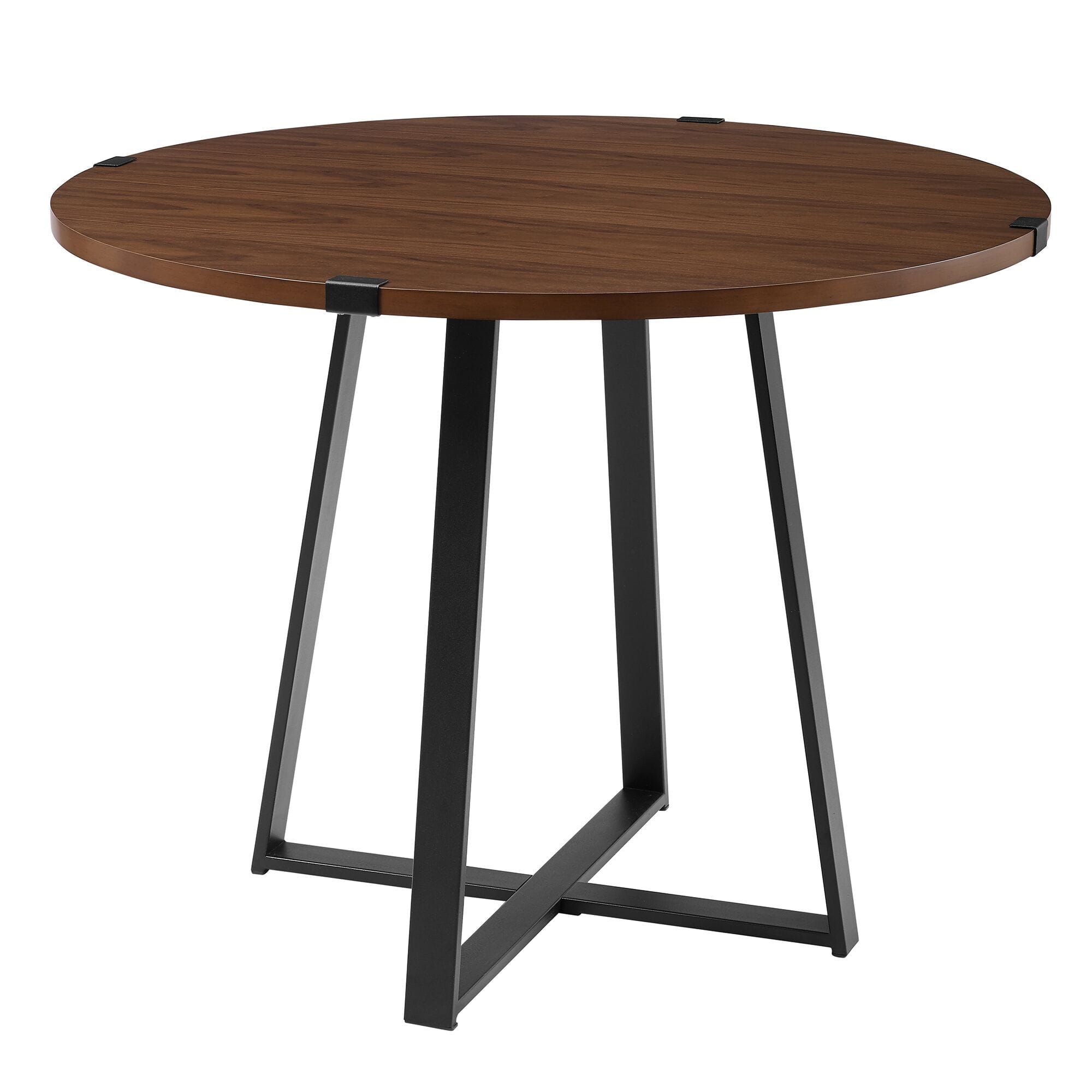 40 Inch Urban Industrial Metal Wrap Round Dining Table Regarding Best And Newest Walnut And White Dining Tables (View 7 of 15)