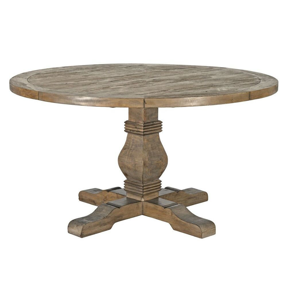 55" Round Dining Table Solid Reclaimed Pine Wood Top Hand Within Most Up To Date Reclaimed Teak And Cast Iron Round Dining Tables (View 5 of 15)