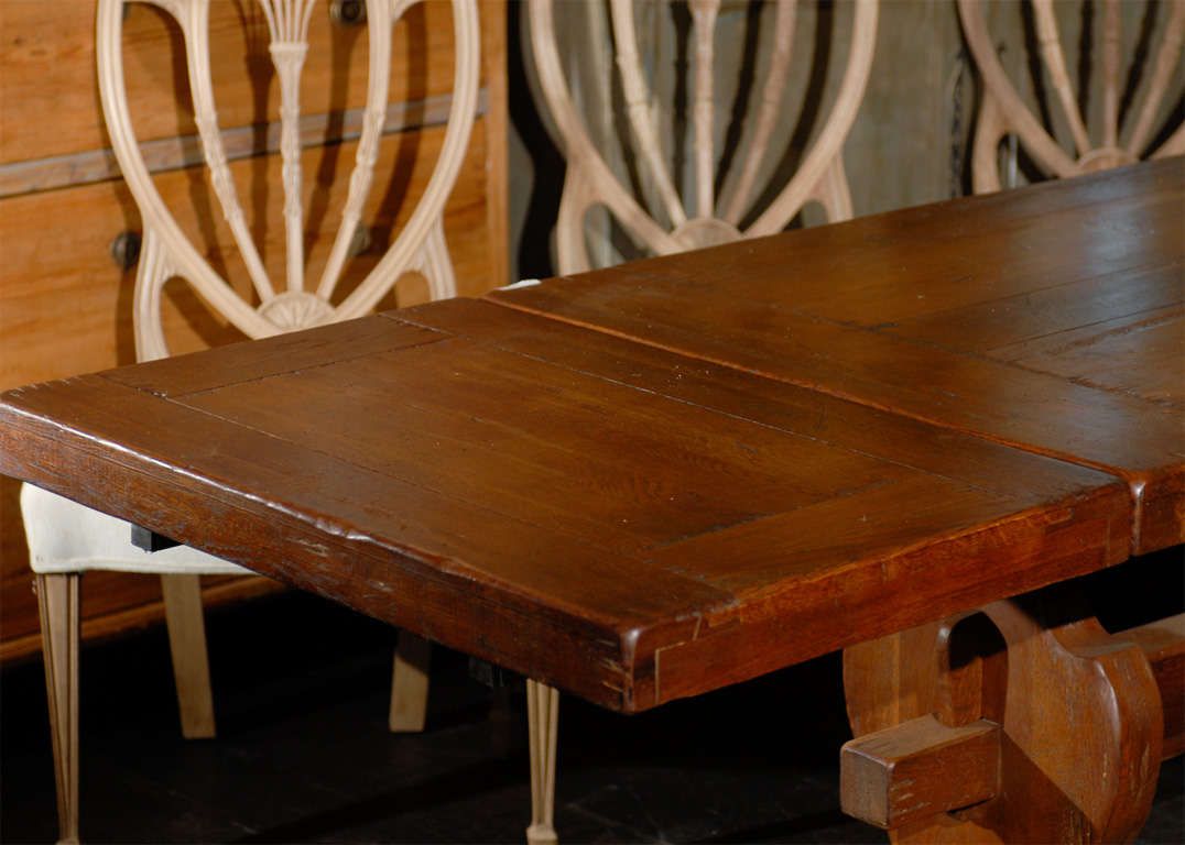 A French 1920S Trestle Dining Table With Removable Leaves With Most Up To Date Brown Dining Tables With Removable Leaves (View 11 of 15)