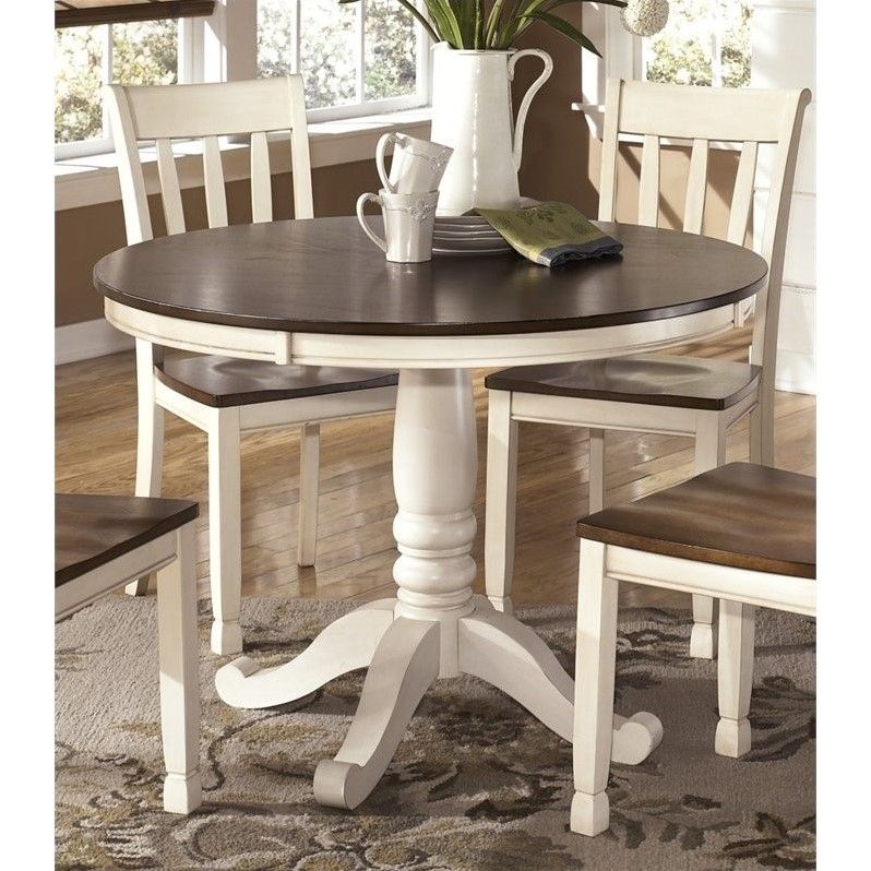 Ashley Whitesburg Round Dining Table In Brown And Cottage With Regard To Current Brown Dining Tables (View 8 of 15)