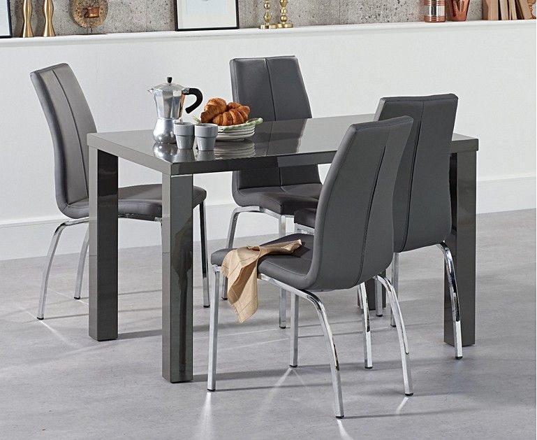 Atlanta 120Cm Dark Grey High Gloss Dining Table With With Recent Glossy Gray Dining Tables (View 4 of 15)