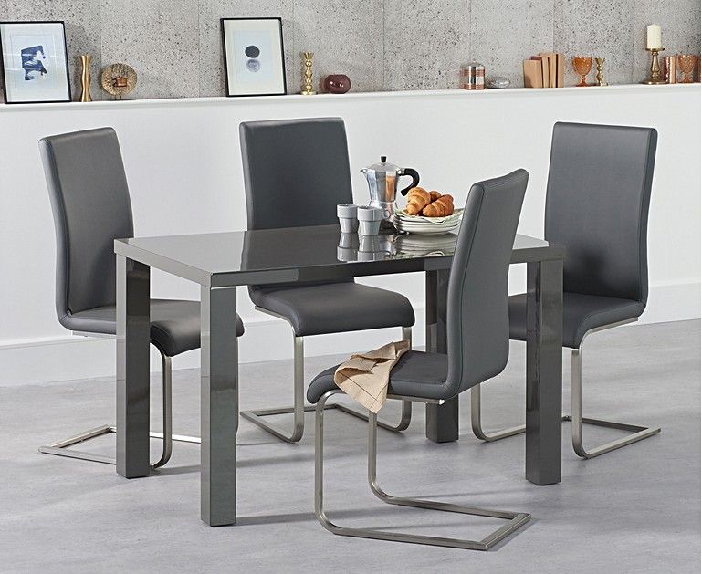 Atlanta 120Cm Dark Grey High Gloss Dining Table With Within Current Glossy Gray Dining Tables (View 14 of 15)