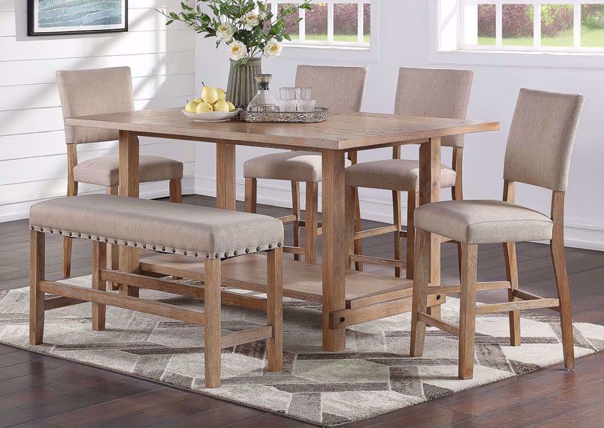Auburn Counter Height Dining Table Set – Light Brown Inside Most Current Light Brown Dining Tables (View 9 of 15)