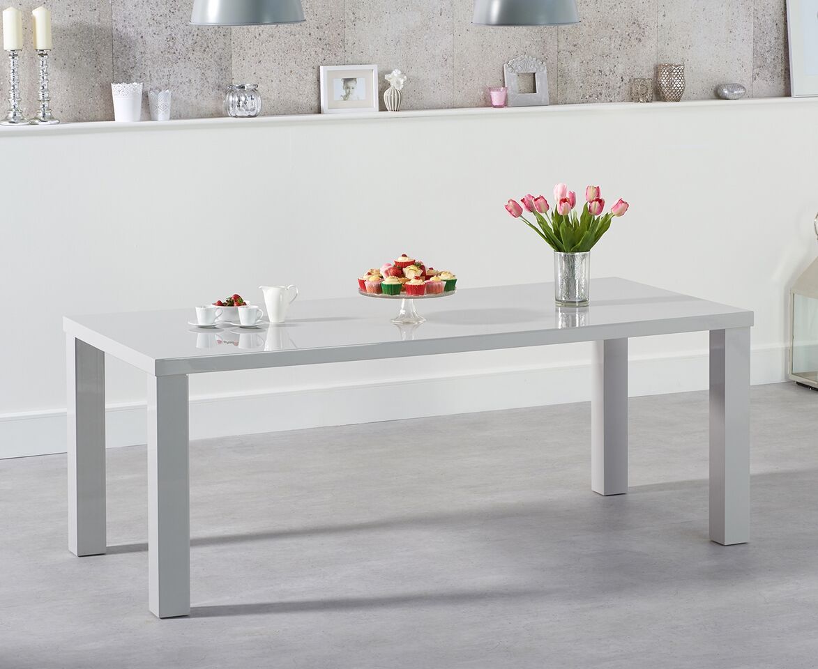Ava High Gloss 200Cm Light Grey Dining Table | Efurniture Inside Latest Glossy Gray Dining Tables (View 1 of 15)