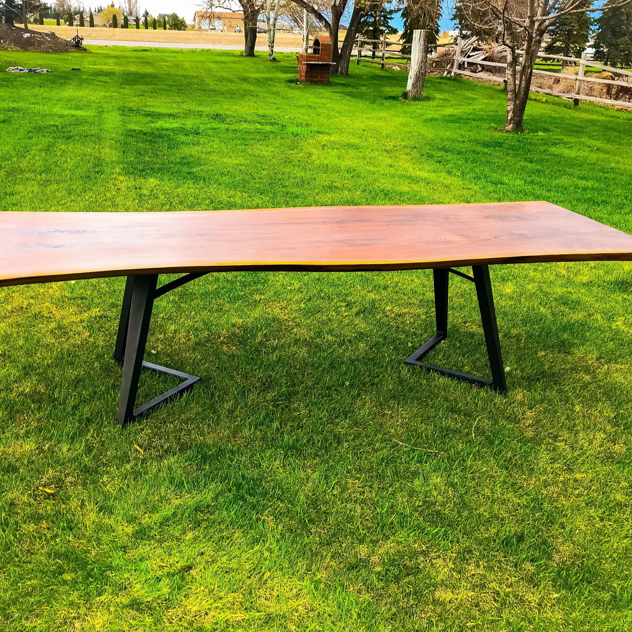 Bookmatched Black Walnut Dining Table With Custom Metal Regarding Most Recent Dark Walnut And Black Dining Tables (View 14 of 15)