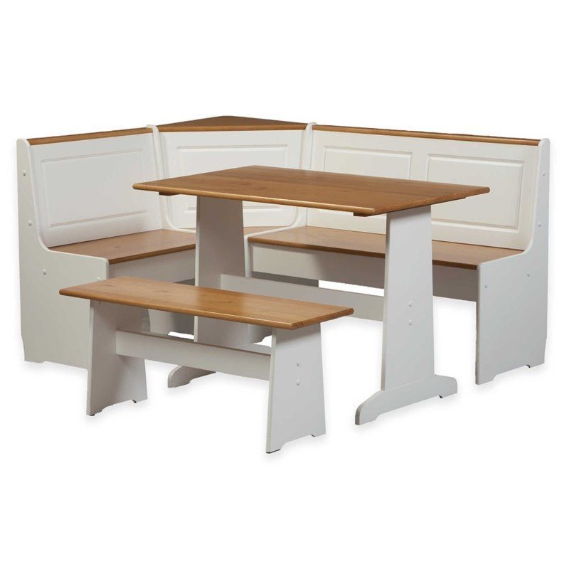 Breakfast Corner Nook Table Set In White – K90305Wht Ab Kd U Within Most Up To Date White Corner Nooks (View 15 of 15)