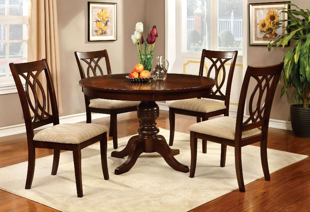 Carlisle Brown Cherry Wood Round Dining Tablefurniture In Best And Newest Vintage Brown Round Dining Tables (View 10 of 15)