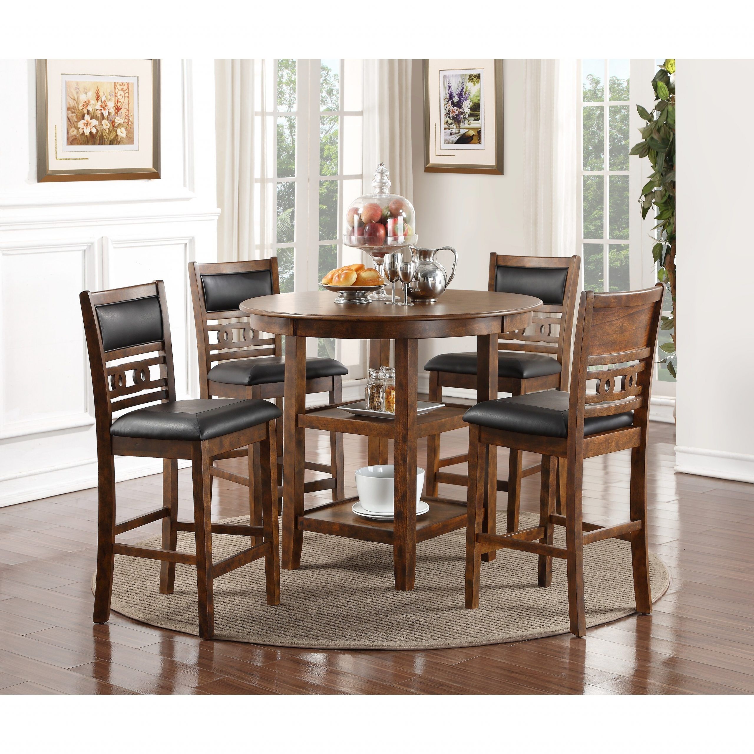 Copper Grove Creteil 5 Piece Round Dining Table Set Brown Intended For 2018 Vintage Brown 48 Inch Round Dining Tables (View 6 of 15)
