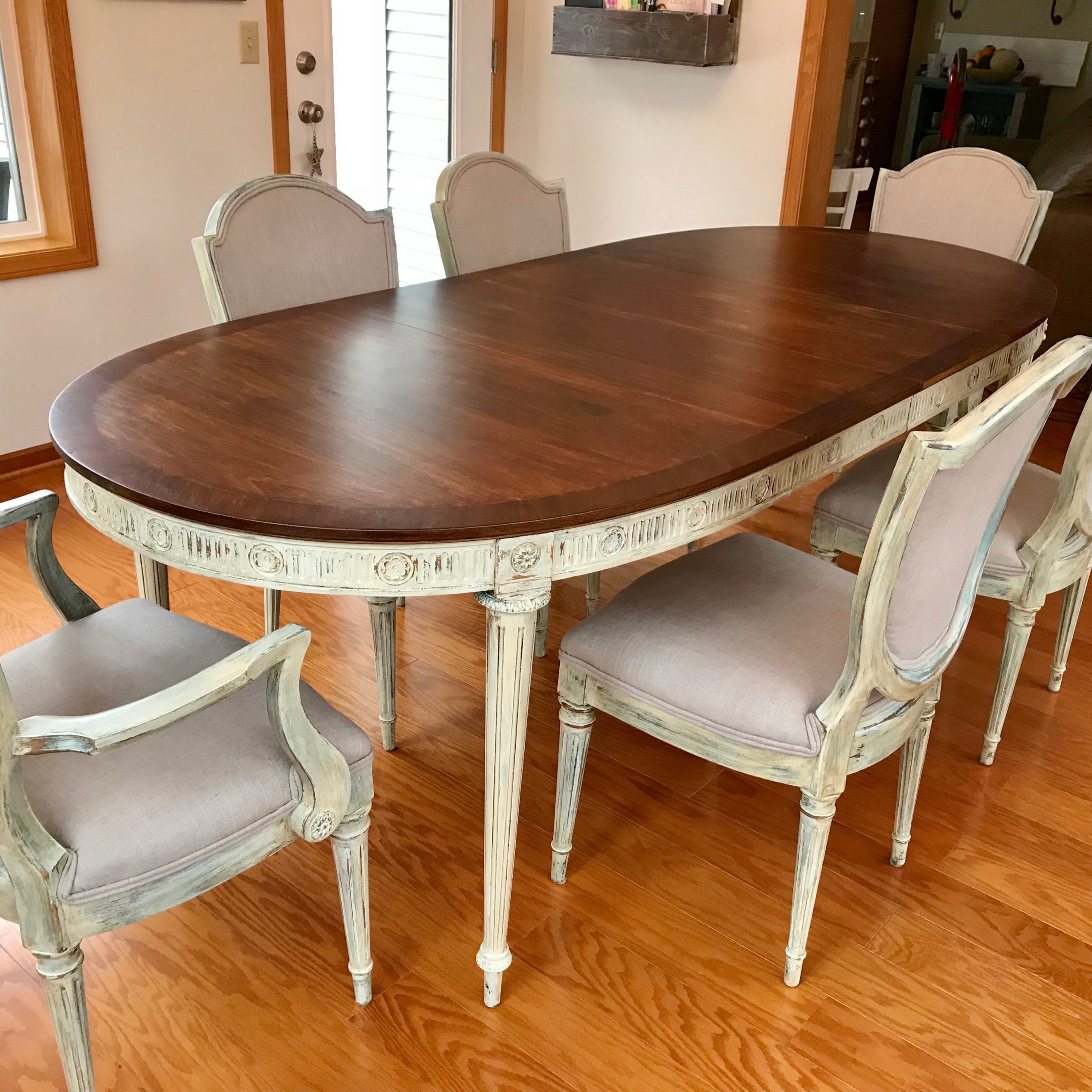 Dining Table | Solid Wood | Dyed Hickory Top | Chalk Paint Pertaining To Most Popular Dark Oak Wood Dining Tables (View 4 of 15)