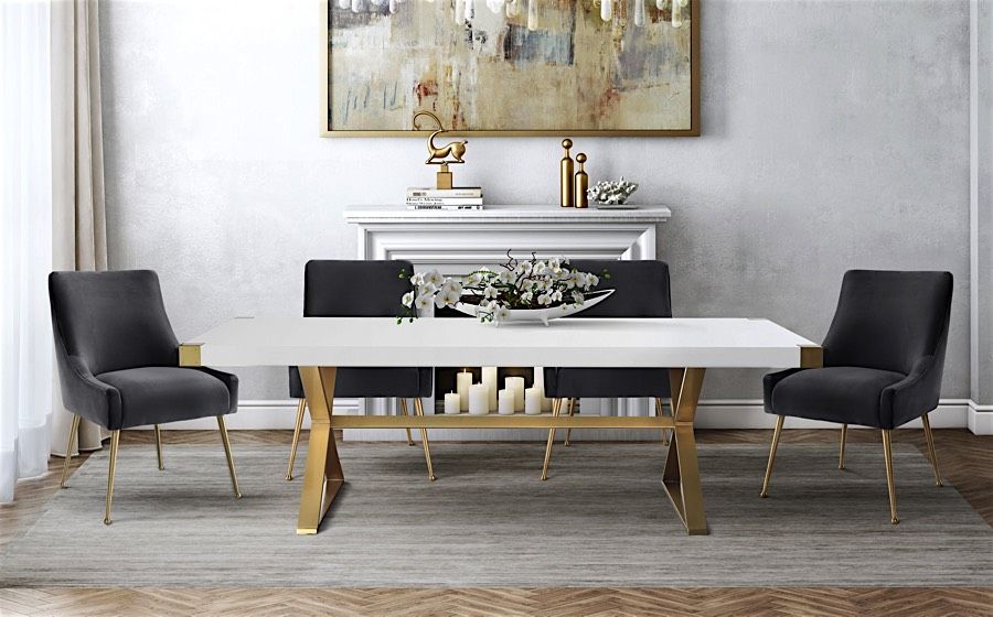 Edina White And Gold Dining Table | Modern Digs For Current Gold Dining Tables (View 11 of 15)