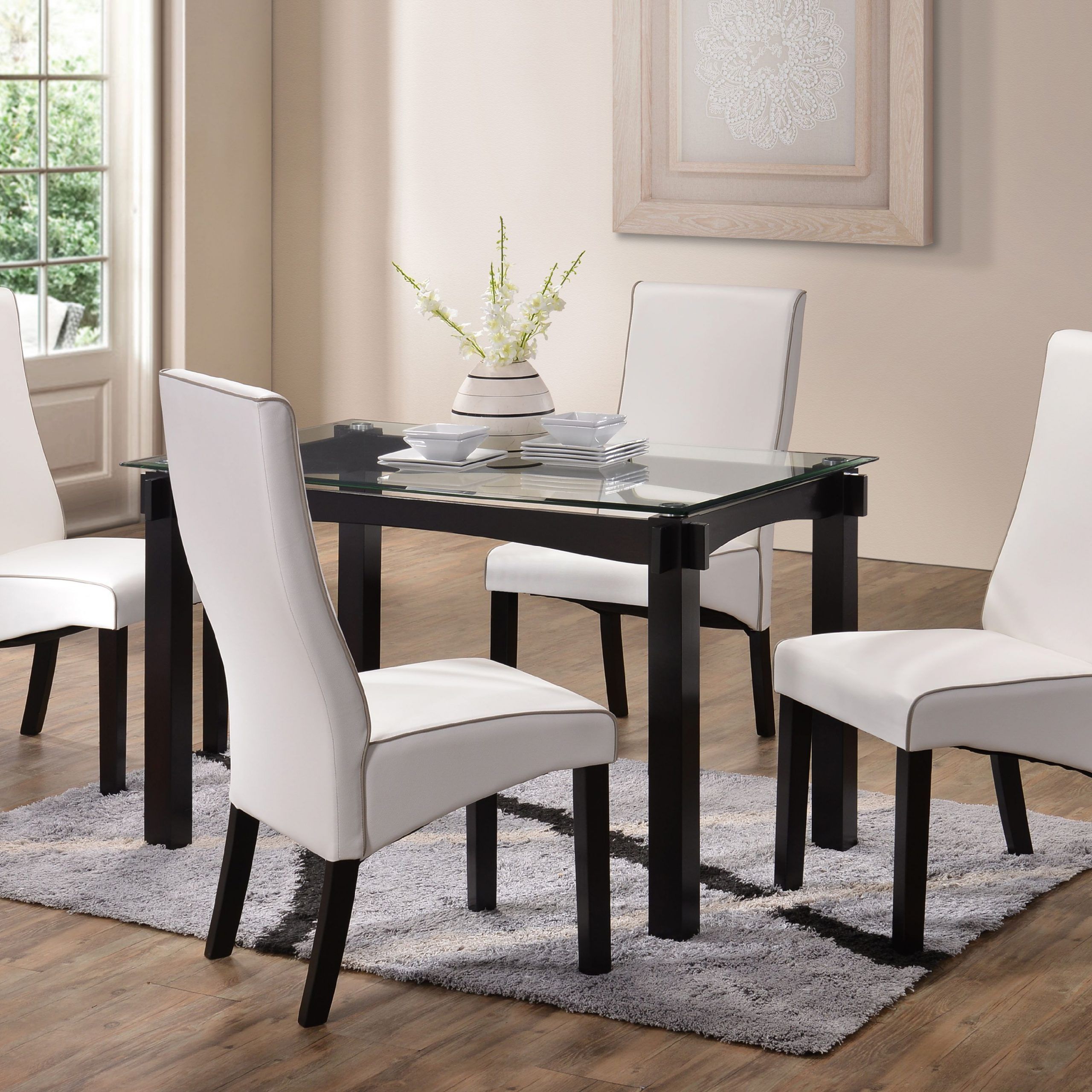 Eugene 5 Piece Dining Set, 47" Rectangular, Transitional Within Latest White Rectangular Dining Tables (View 5 of 15)