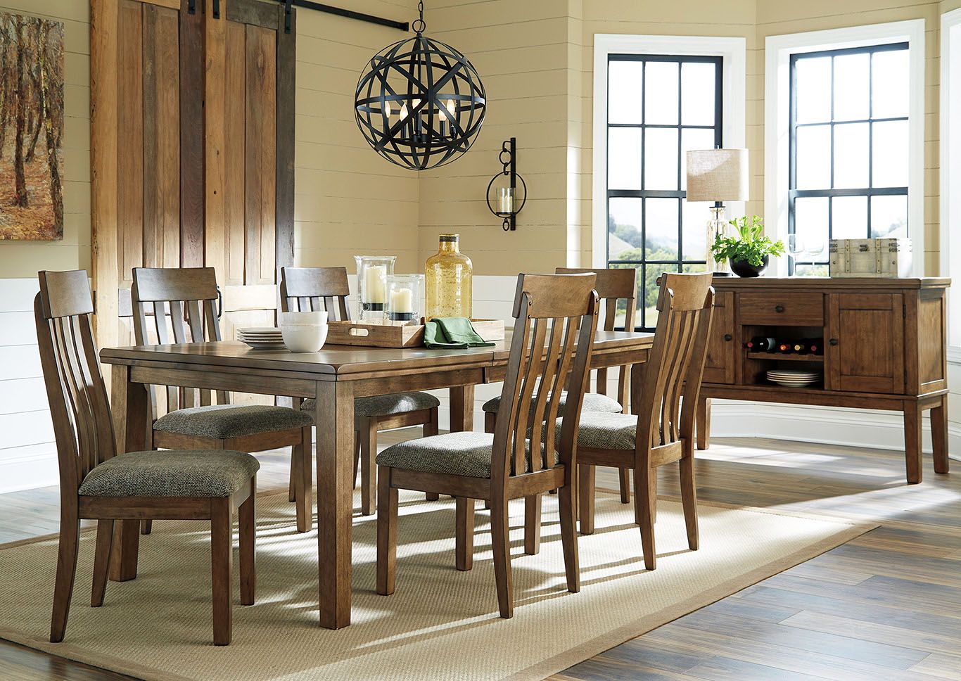 Flaybern Light Brown Extension Dining Table W/6 Side Pertaining To 2018 Light Brown Dining Tables (View 4 of 15)
