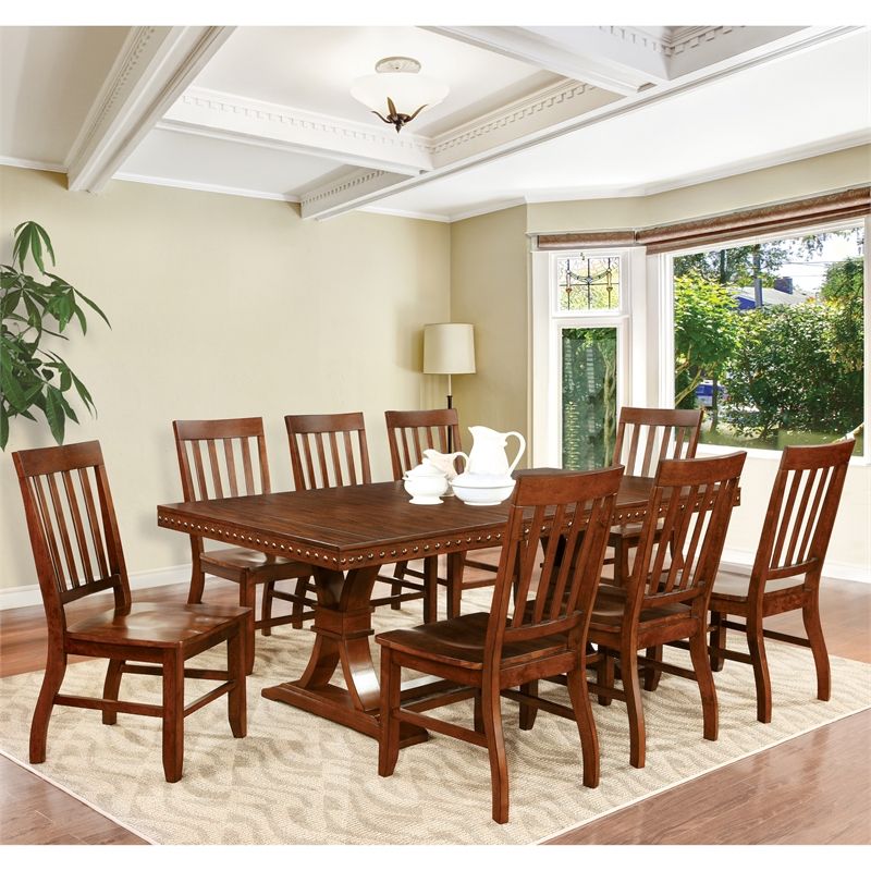Furniture Of America Duran Wood Pedestal Dining Table In With Current Dark Oak Wood Dining Tables (View 5 of 15)