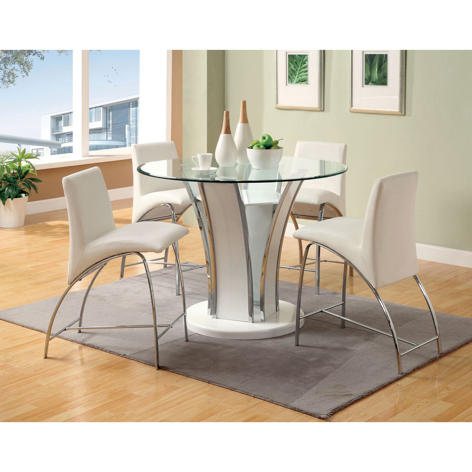 Furniture Of America Florencine Counter Height Round Glass Inside Best And Newest White Counter Height Dining Tables (View 4 of 15)