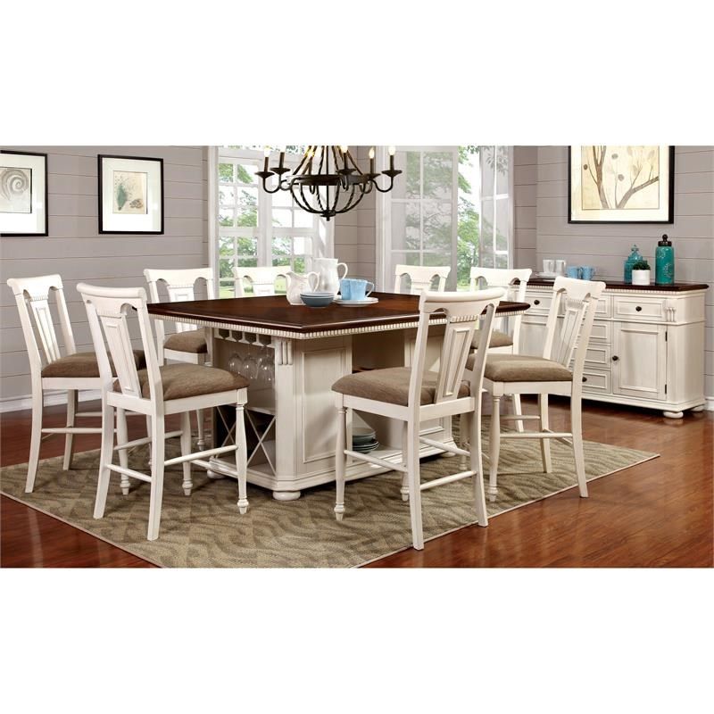 Furniture Of America Hendrix Solid Wood Counter Height With Most Popular White Counter Height Dining Tables (View 5 of 15)