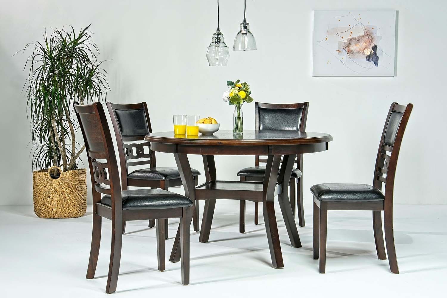 Gia Round Dining Table & 4 Chairs In Dark Brown | Mor Intended For Best And Newest Dark Brown Round Dining Tables (View 11 of 15)