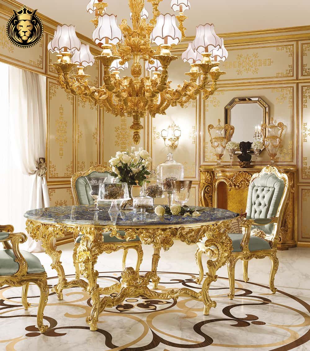 Gold Leaf Gilding Luxury Dining Table – Royalzig For Most Popular Gold Dining Tables (View 5 of 15)