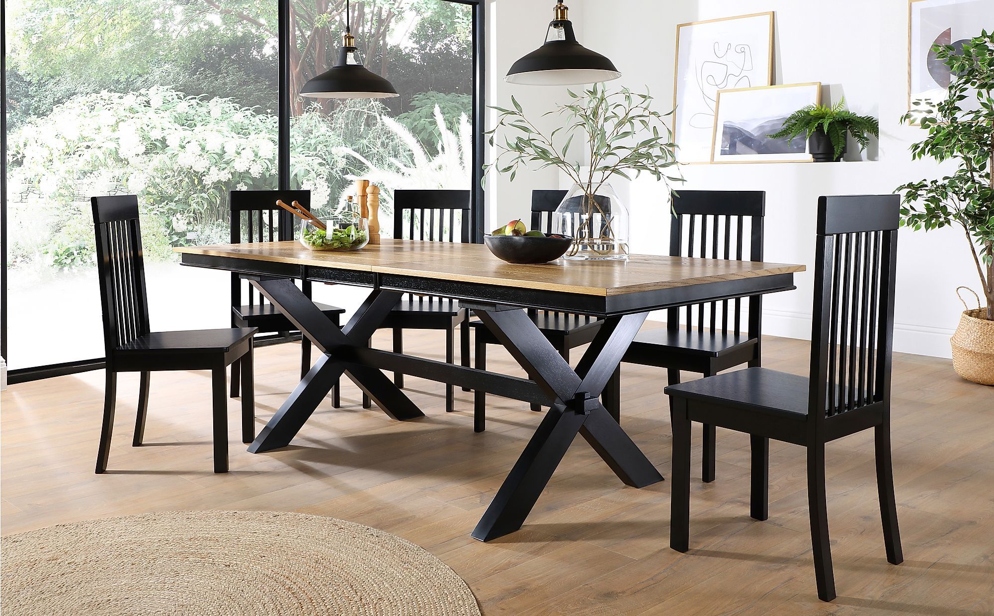 Grange Painted Black And Oak Extending Dining Table With 4 With Latest Dark Oak Wood Dining Tables (View 8 of 15)