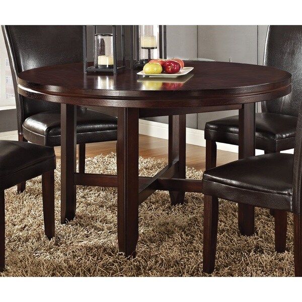 Hampton Dark Brown Cherry 52 Inch Round Dining Table Intended For Recent Vintage Brown Round Dining Tables (View 7 of 15)