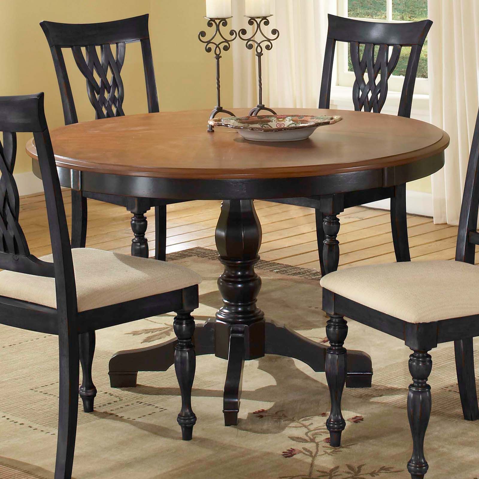 Hillsdale Embassy Round Pedestal Table With 48 Inch Inside Newest Dark Brown Round Dining Tables (View 1 of 15)
