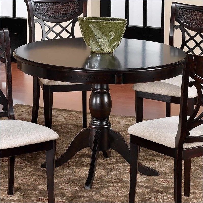 Hillsdale Glenmary Round Casual Dining Table In Dark With Regard To Most Current Dark Hazelnut Dining Tables (View 5 of 15)
