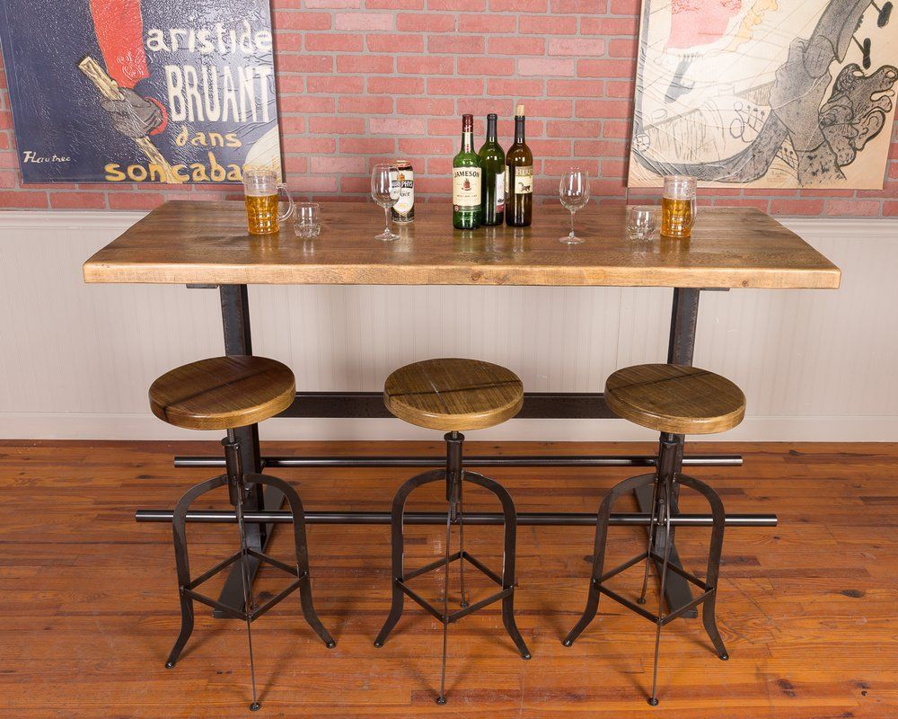 Industrial Iron And Reclaimed Wood Pub Table | Dining Regarding Most Up To Date Reclaimed Teak And Cast Iron Round Dining Tables (View 15 of 15)