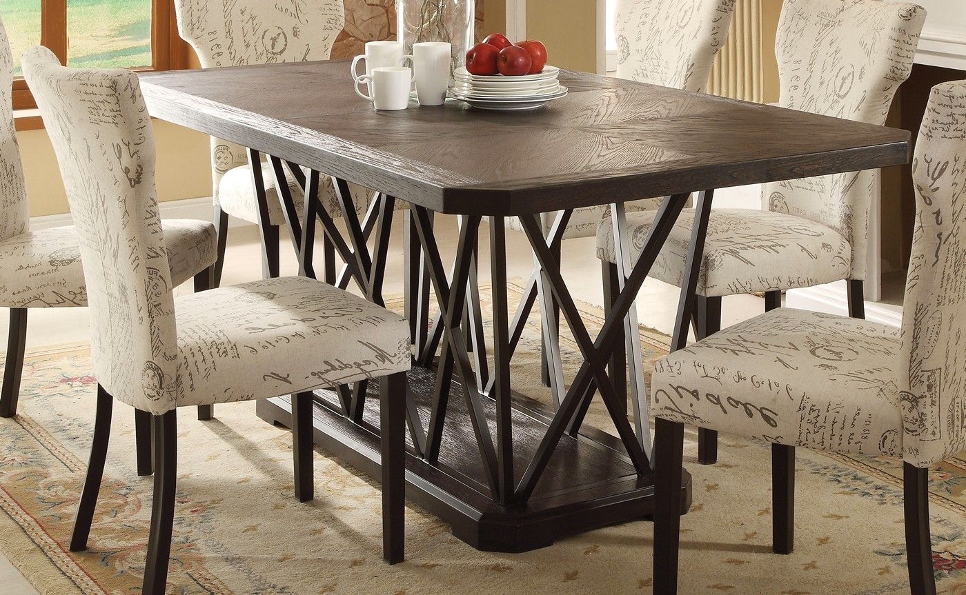Jamon Rustic Chic 76" Antique Black Wooden Top Dining With Latest Dark Hazelnut Dining Tables (View 7 of 15)