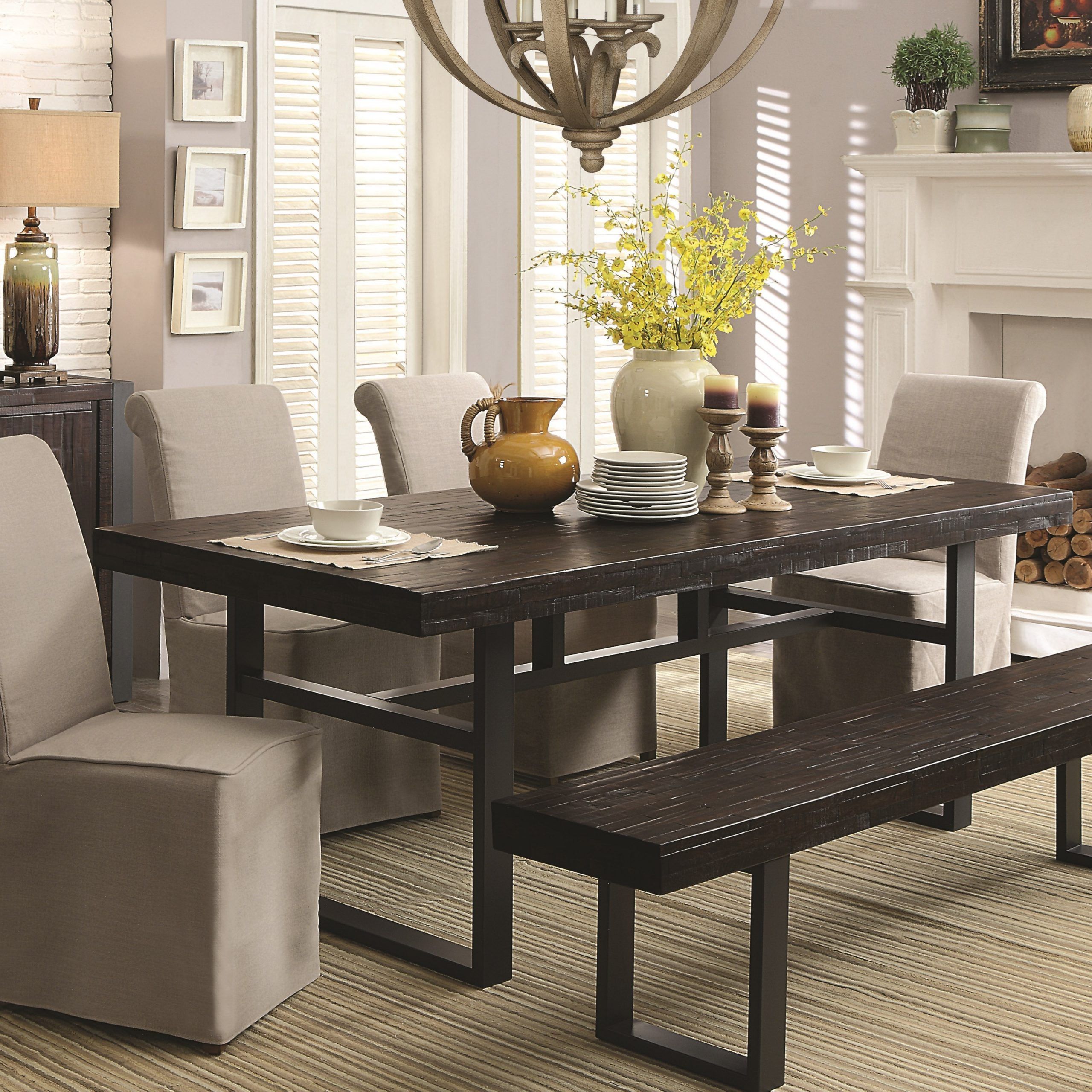 Keller Contemporary Rectangular Dining Table With Metal In Latest Natural Rectangle Dining Tables (View 2 of 15)