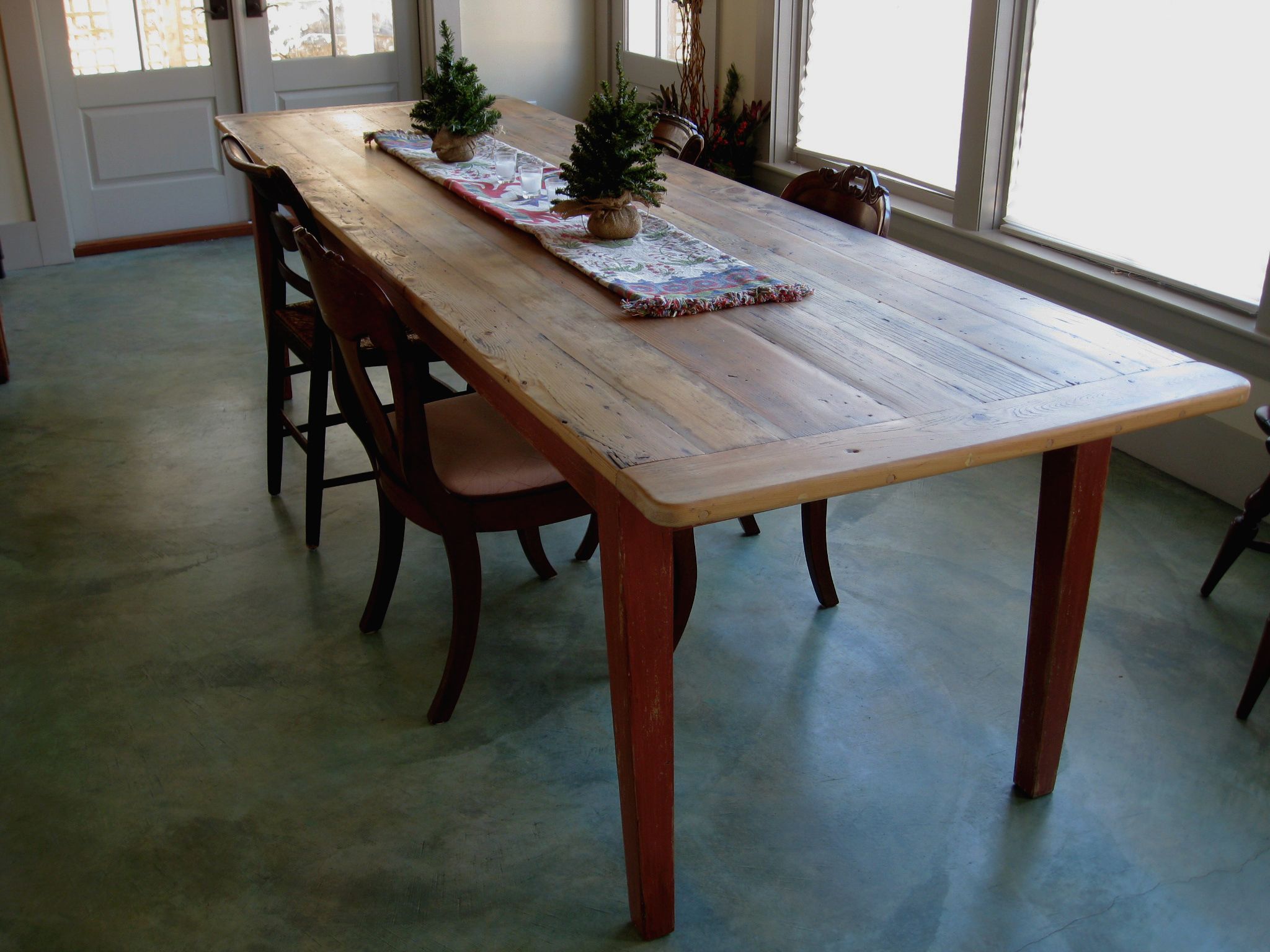 Long Rustic Dining Table With Painted Base – Lake And Pertaining To Most Current Rustic Honey Dining Tables (View 10 of 15)