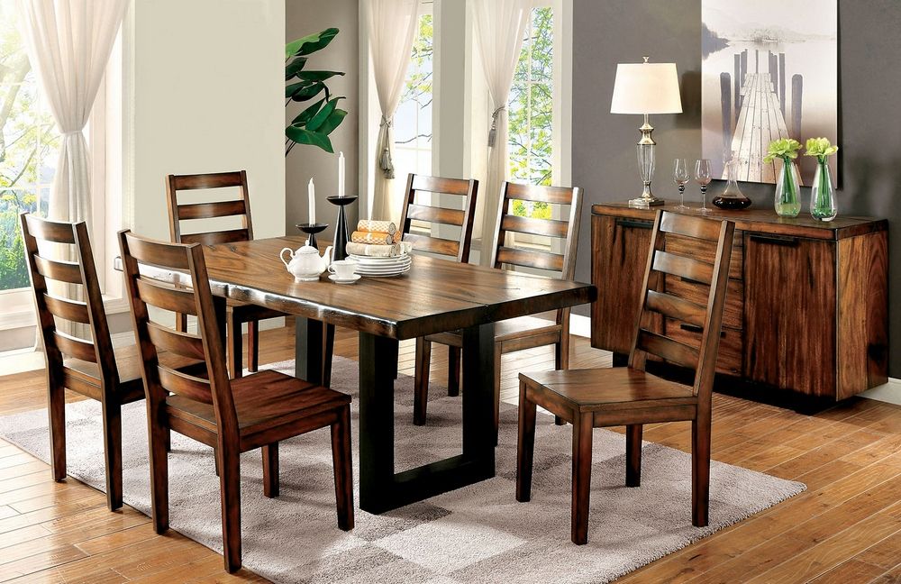 Maddison Tobacco Oak/Black Wood Dining Tablefurniture Intended For Most Recent Dark Oak Wood Dining Tables (View 6 of 15)