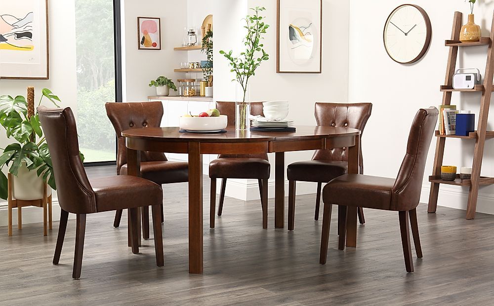 Marlborough Round Dark Wood Extending Dining Table With 4 With Regard To Most Popular Dark Brown Round Dining Tables (View 13 of 15)