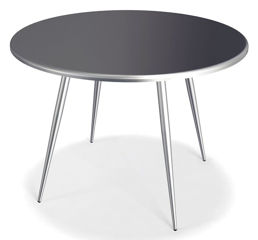 Modern Dining Table In Metal W Round Top & Tapered Legs With Regard To Current Chrome Metal Dining Tables (View 12 of 15)