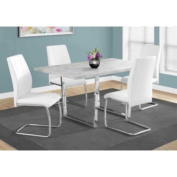 Monarch 1119 Grey Cement Chrome Metal 36Nch X 60Nch Dining Intended For Latest Chrome Metal Dining Tables (View 4 of 15)