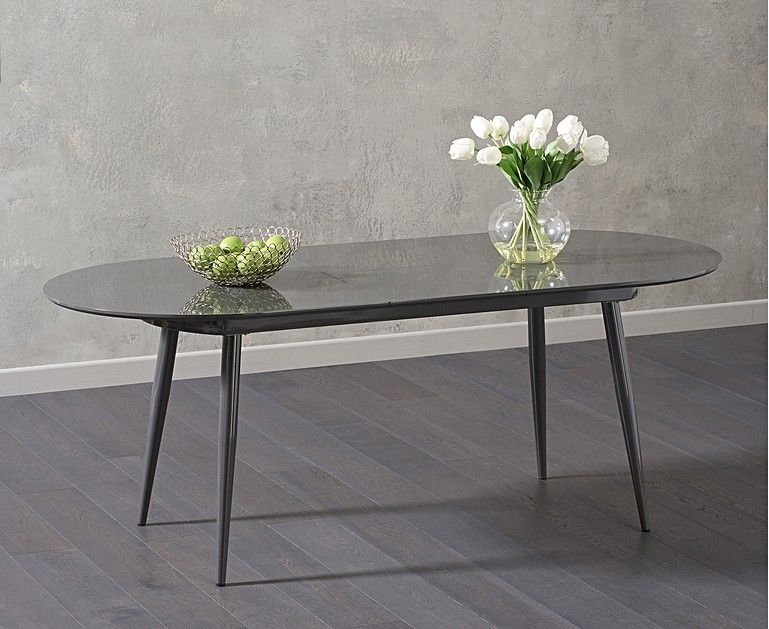 Olivia Extending Dark Grey High Gloss Dining Table Olivia Within Most Recently Released Glossy Gray Dining Tables (View 7 of 15)