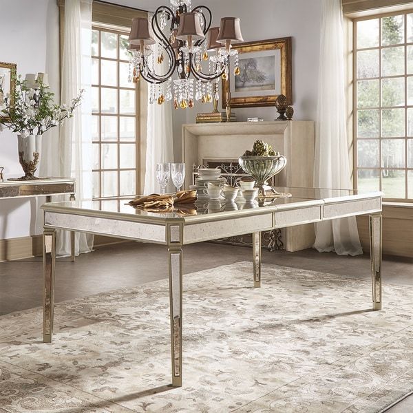 Shop Clara Antique Gold Mirrored Extending Dining Table Within Best And Newest Gold Dining Tables (View 8 of 15)