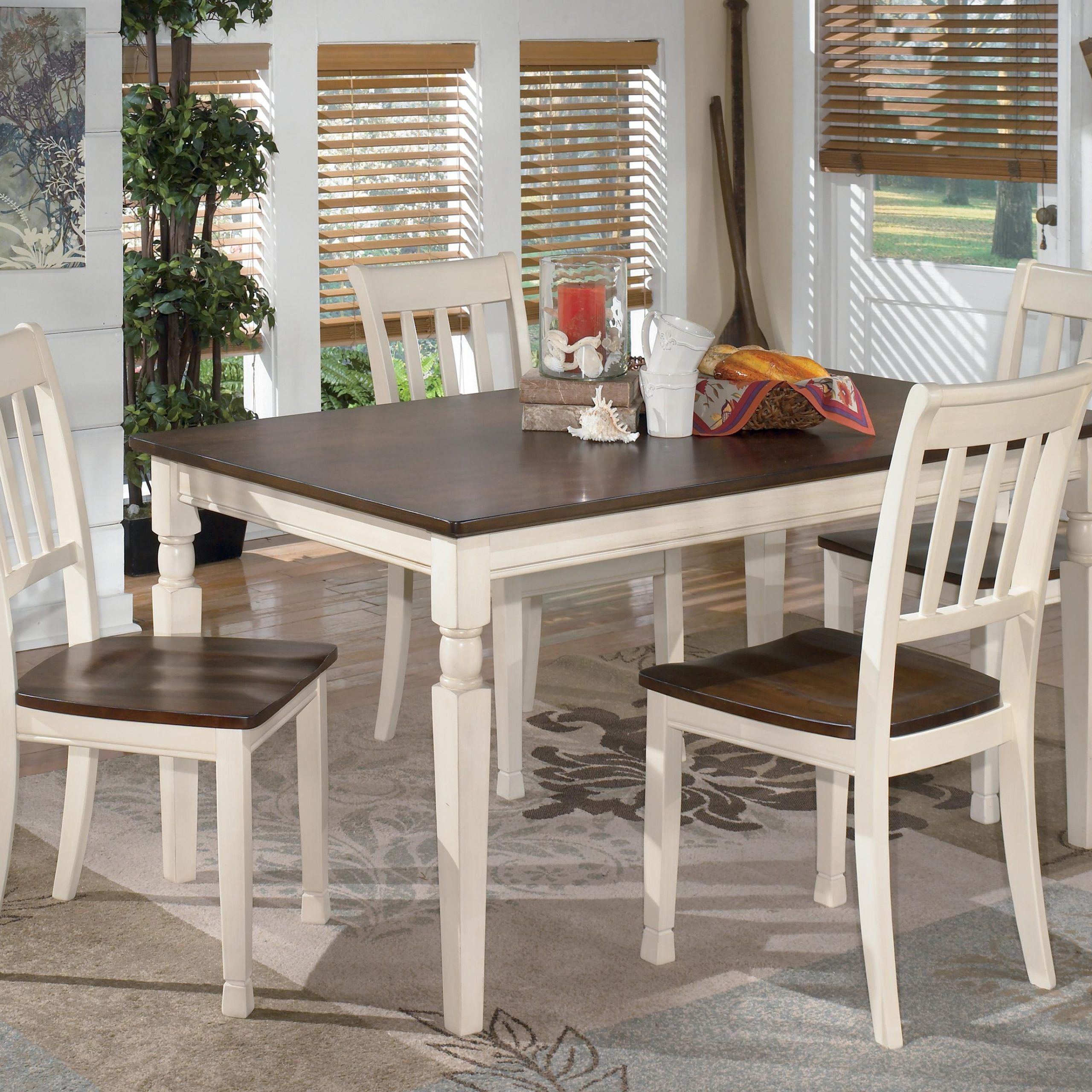 Signature Designashley Whitesburg D583 25+4X02 5 Piece Within 2017 White Rectangular Dining Tables (View 4 of 15)