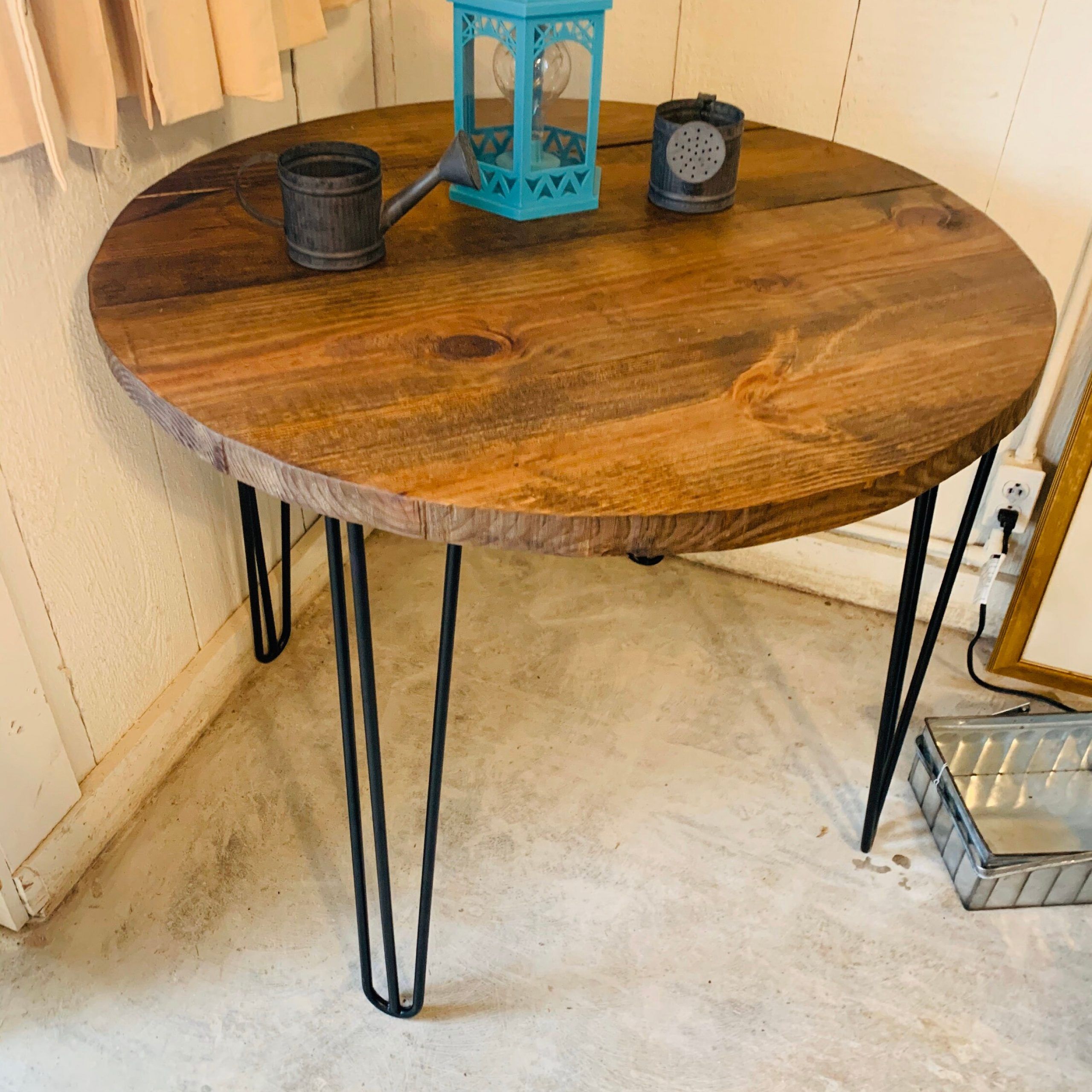 Small Farmhouse Nook Dining Table, Industrial Style Inside Latest Round Hairpin Leg Dining Tables (View 5 of 15)