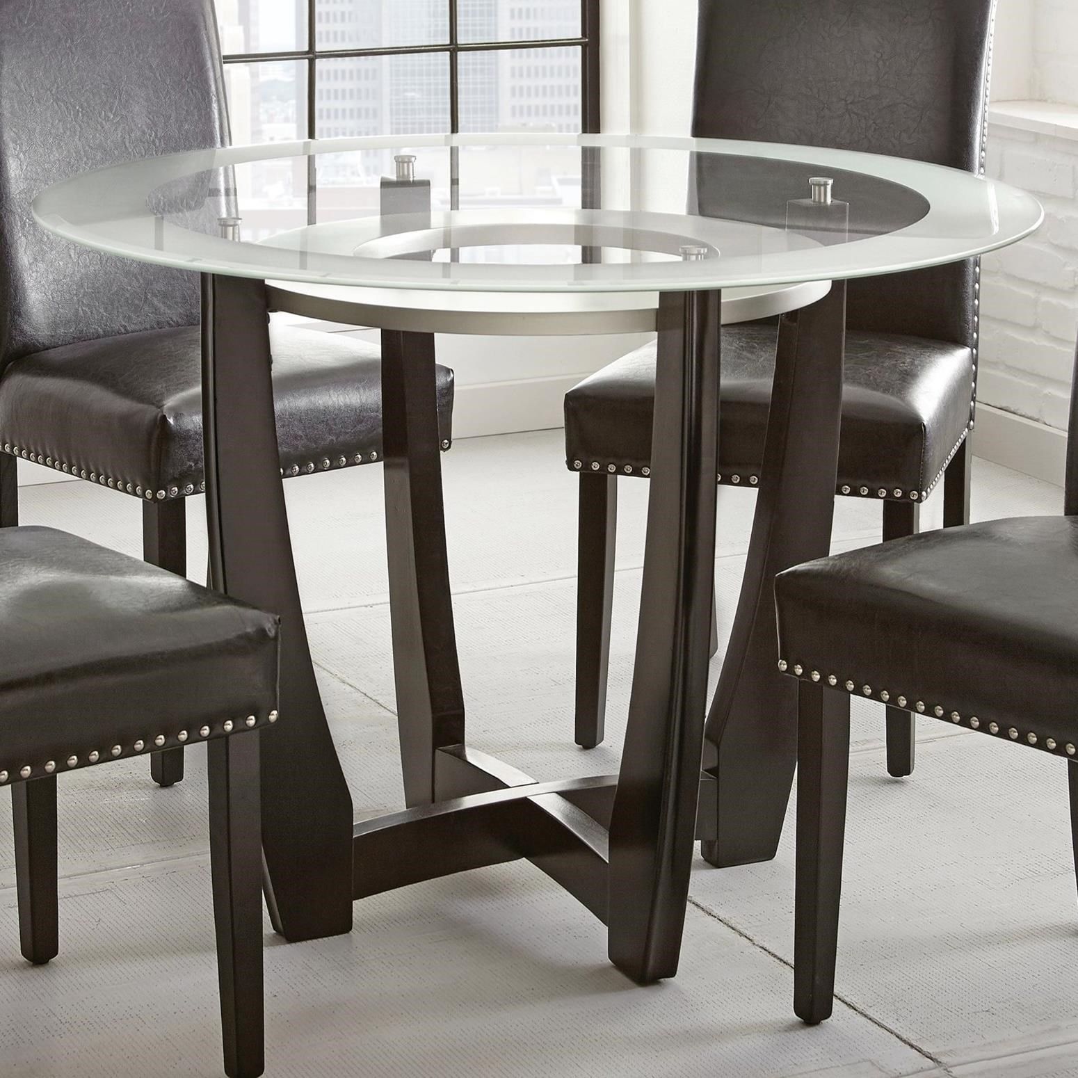 Steve Silver Verano Contemporary 45" Round Glass Top In Most Popular Silver Dining Tables (View 12 of 15)