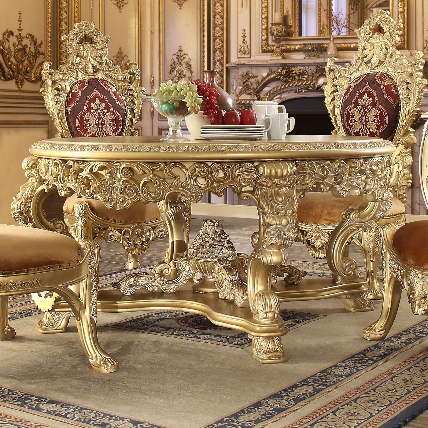 Traditional Opulence Ornate Gold 60" Round Formal Dining With Most Current Gold Dining Tables (View 15 of 15)