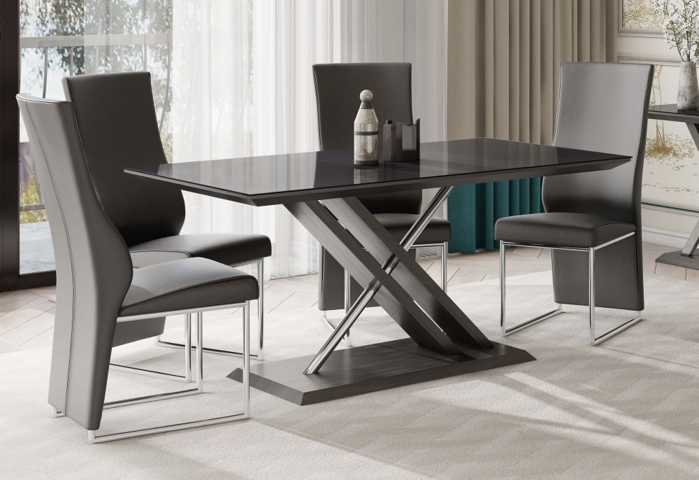 Valencia Black & Walnut Glass Dining Table – Lycroft Interiors In Current Dark Walnut And Black Dining Tables (View 13 of 15)