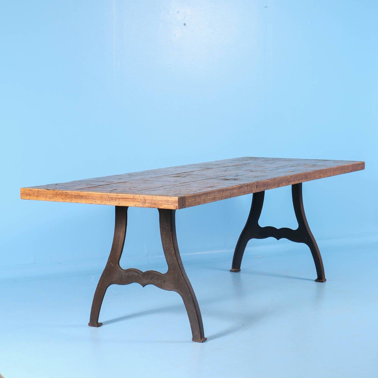 Vintage Industrial Look Dining Table From Reclaimed Wood With Regard To Best And Newest Reclaimed Teak And Cast Iron Round Dining Tables (View 9 of 15)